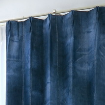 遮光カーテン デニム柄 幅150cm×丈115cm2枚 日本製 プリーツが綺麗な形態安定加工_画像3