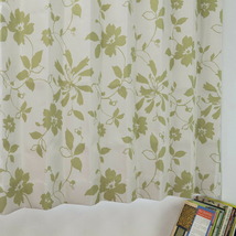 遮光カーテン 北欧 花柄 リーフ柄 グリーン 幅100cm×丈130cm2枚 日本製 プリーツが綺麗な形態安定加工_画像5