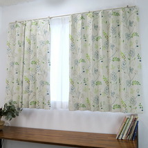 遮光カーテン 北欧 花柄 リーフ柄 グリーン 幅200cm×丈95cm1枚 日本製 プリーツが綺麗な形態安定加工_画像2