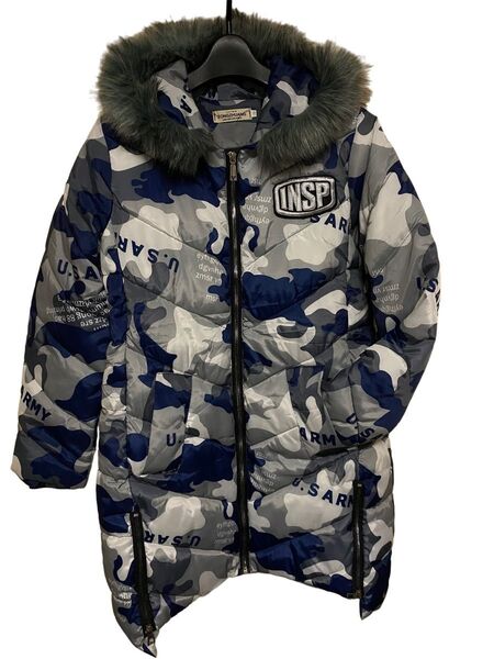 美品★ARMY 中綿 ロング ジャケット 迷彩柄 アウター コート 160