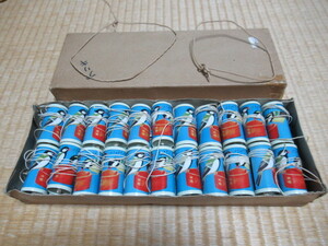 # rare unused 1960 period made in Japan 1 box 46 piece insertion # turn . sound . become cone shape writing bird design total tin plate. toy size (1 piece ) length 51mm, diameter 25mm