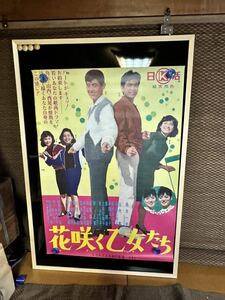 ◇古い映画ポスター 日活「花咲く乙女たち」◇舟木一夫 山内賢 西尾三枝子 小池朝雄 田代みどり