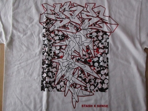 2006年 COMPOUND GALLERY STASH SENSE exhibition Tシャツ M 白 スタッシュ グラフィティ Futura 美術館 芸術ART現代美術SUBWARE BSF RECON