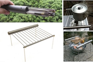 ★MINI GRILL★ミニグリル★ポータブルＢＢＱグリルスタンド★ストーブスタンド★グリルスタンド★筒収納★トレッキング★アウトドアー★２