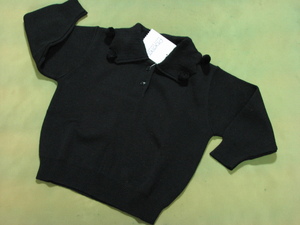 ★新品タグ付（プチベルネ）ボンボリ付衿のセーター（100）黒