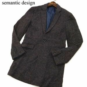 semantic design セマンティック デザイン メルトン ウール混★ ニット チェスターコート Sz.L　メンズ グレー　C2T11477_B#N