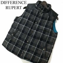 DIFFERENCE RUPERT ルパート 【フェイク レザー ウール ツイード 切替】 チェック柄 中綿 ベスト Sz.3　メンズ　C2T12076_B#N_画像1