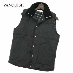 VANQUISH ヴァンキッシュ メルトンウール★ スタンドカラー 中綿 ベスト Sz.46　メンズ グレー　C2T11920_B#N