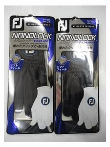 ■FJ NANOLOCK TOUR 20 フットジョイ ナノロックツアー合皮メンズ グローブx2枚【BK/21cm】《優れたグリップ力・耐久性》