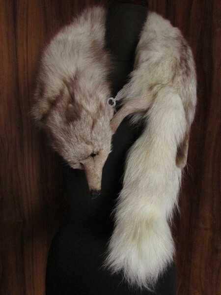 豪華 リアルファー キツネ きつね 狐 ホワイト フォックス 大きい 襟巻き 毛皮 ショール マフラー 白 着物 和装 送料無料