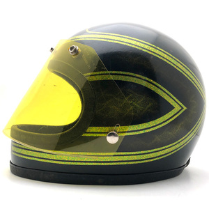 送料無料 シールド付 ARCTIC CAT SNAKE BLACK × YELLOW 60cm/黒ブラックビンテージヘルメットハーレーチョッパーバイク70s