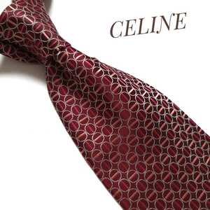 美品 1円 CELINE セリーヌ ネクタイ ハイブランド 赤系 ピンク 2220