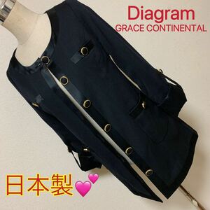 Diagram GRACE CONTINENTAL ノーカラー ジャケットレディース 早い者勝ち 激安 素敵 ブランド 上品 可愛いおしゃれ 通学 通勤 デート