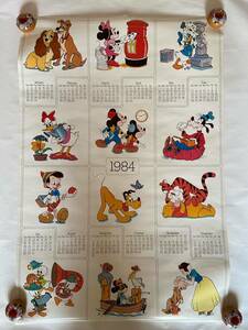〈ヴィンテージ〉Disney 1984年 カレンダー 当時物　昭和レトロ SONY PLAZA 購入品 ディズニー ミッキー ポスター〈89cm×59cm〉