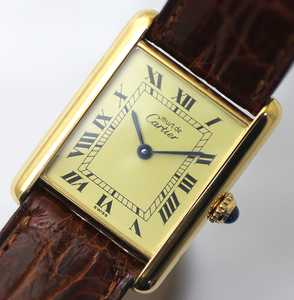 1円～【Cartier】カルティエ マストタンク SM SV925　レディース　クォーツ　腕時計