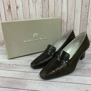 MILA SCHON Mila Schon pumps 6 black ko type pushed . square tu black made in Japan lady's BB29