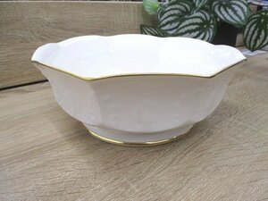 ノリタケ/Noritake アイボリーチャイナ ボウル 23.5cm オクタゴン/8角形 希少 大鉢 盛鉢 深皿 保管品