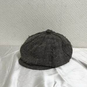 本物オーバーライドoverrideウール麻リネンハンチングキャップ帽子キャスケットレディースメンズグレー日本製57cm
