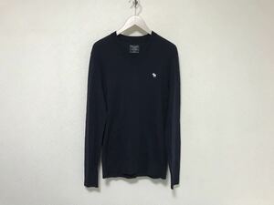 本物アバクロンビーアンドフィッチAbercrombie&FitchウールコットンVネックニットセーターメンズサーフビジネスSスーツ紺ネイビー