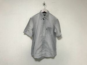 本物カルバンクラインジーンズCalvinKleinJeansコットンストライプ柄半袖シャツメンズアメカジサーフワークビジネスミリタリー白グレーM