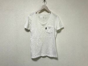 本物エイケイエムAKMコットンスラブVネック半袖TシャツメンズアメカジサーフミリタリービジネススーツS白ホワイト