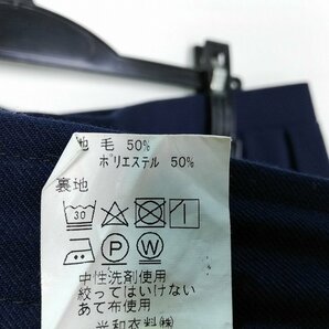 1円 スクールスカート 大きいサイズ 冬物 w85-丈65 紺 中学 高校 プリーツ 学生服 制服 女子 中古 HK7882の画像6