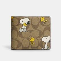 送料込専用袋付●新品●価44000 COACH X PEANUTS スヌーピー 二つ折財布③ シグネチャープリントスヌーピー 2022.10新作 ピーナッツ コーチ_画像2