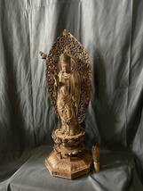 大型　高61cm 井波彫刻　仏教工芸品　総楠製　極上彫　木彫仏像　月光観音菩薩立像_画像4