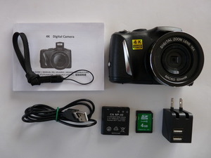 ★Baugger デジタルカメラ 4K 16X 60FPS48MP ブラック 中古SD4GB付属 中古美品★