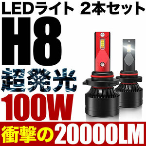 100W H8 LED フォグ HE21S アルトラパンSS 2個セット 12V 20000ルーメン 6000ケルビン