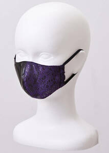  Sune -k( snake ) pattern . imitation leather. mask ( purple / black ) * fashion mask *L size ( man and woman use )*. pattern v series made in Japan 