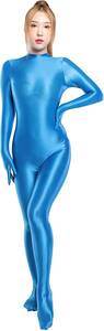 ASHOTPLZ全身タイツ セクシー コスプレ 衣装 コスチューム 仮装 スベスベ パンティストッキング 光沢 ダンス タイツ ライトブルー