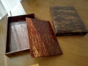 樺細工 木箱 仕切り板付き 桜皮 箱 伝統工芸 書道 道具箱 文箱 Cherrybark Craftwork 送料込み