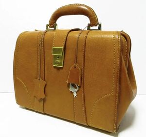 [ apparel ] Vintage leather Mini Boston bag all leather antique interior men's lady's Showa era romance retro key attaching 