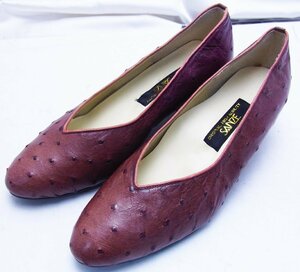 SANZE Ostrich * leather pumps Brown 23cm* regular price 174,300 jpy * unused goods *U1022944