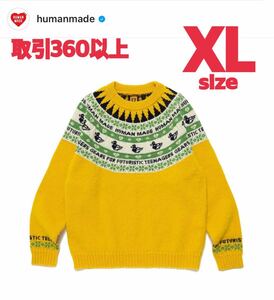 HUMAN MADE 2022FW DUCK JACQUARD KNIT SWEATER YELLOW XL размер hyu- man meido Duck Jaguar do вязаный свитер X-LARGE