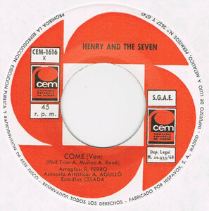 ●HENRY AND THE SEVEN / COME [SPAIN 45 ORIGINAL 7inch シングル MOD ブルーアイドソウル 試聴]