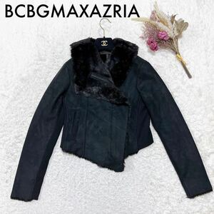 BCBGMAXAZRIA ビーシービージマックスアズリア フェイクファー ジャケット コート S ブラック レディース O102212-157