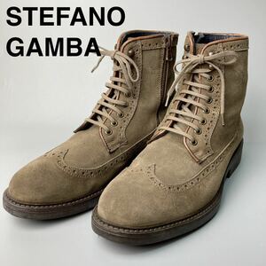 STEFANO GAMBA ステファノガンバ スエード レザー サイドジップブーツ ウイングチップ ブーツ 41 B112209-75