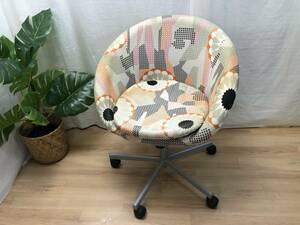 N+036[IKEA] office * office work chair colorful going up and down stylish rotation chair pretty floral print pattern with casters Northern Europe furniture 