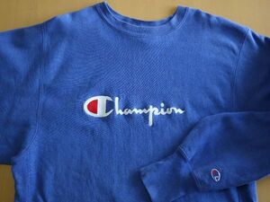 90s USA製 チャンピオン Champion リバースウィーブ ビンテージ スウェット トレーナー スクリプト 刺繍 ビッグロゴ US- XL サイズ 青 //