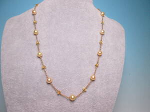 [. month ]K18ps.@ pearl 8mm Gold pearl. design necklace 11,19g case attaching 