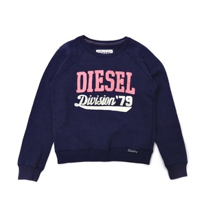 DIESEL crew neck Logo sweat XS navy reverse side nappy 