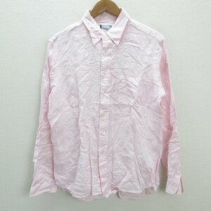 s■メーカーズ鎌倉/MAKER'S SHIRT 胸ポケット付き リネンシャツ【L】ピンク/MENS/88【中古】