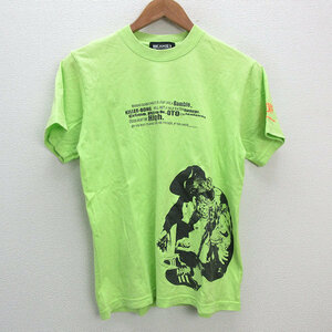 z■BEAMS T/ビームスT プリントデザイン 半袖Tシャツ【S】黄緑/MENS/155【中古】