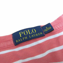 z■ラルフローレン/POLO Ralph Lauren ボーダー柄 VネックTシャツ【Ｓ】ピンク白MENS/152【中古】_画像2