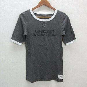 z■アンダーアーマー/UNDER ARMOUR WTR7656 UAレガシーSS プリント 半袖 フィットネス Tシャツ【M】灰/LADIES/176【中古】