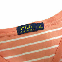 y■ラルフローレン/POLO Ralph Laurenボーダー VネックTシャツ■橙×白【メンズM】MENS/75【中古】_画像2