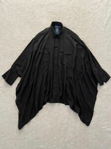 POLO RALPH LAUREN sizeXS silk shirt blouse black poncho cape military Polo Ralph Lauren 
