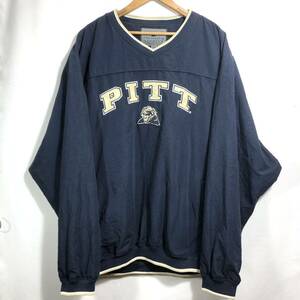 ■ colosseum athletics アメフト ピット パンサーズ 刺繍ロゴ Vネック プルオーバー ジャケット 古着 サイズ２XL 紺 PITT Panthers ■